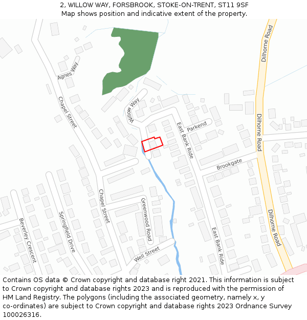 2, WILLOW WAY, FORSBROOK, STOKE-ON-TRENT, ST11 9SF: Location map and indicative extent of plot