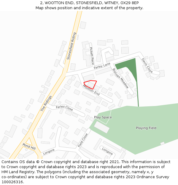 2, WOOTTON END, STONESFIELD, WITNEY, OX29 8EP: Location map and indicative extent of plot