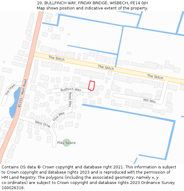 20, BULLFINCH WAY, FRIDAY BRIDGE, WISBECH, PE14 0JH: Location map and indicative extent of plot