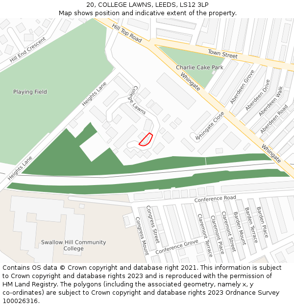 20, COLLEGE LAWNS, LEEDS, LS12 3LP: Location map and indicative extent of plot