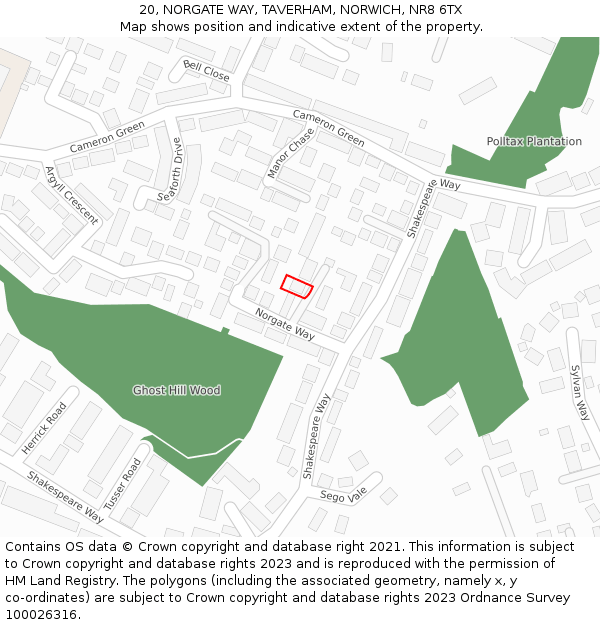 20, NORGATE WAY, TAVERHAM, NORWICH, NR8 6TX: Location map and indicative extent of plot