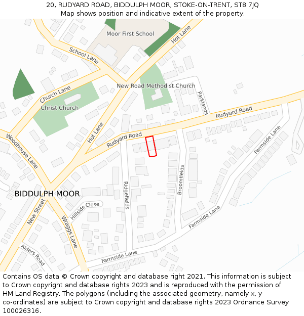 20, RUDYARD ROAD, BIDDULPH MOOR, STOKE-ON-TRENT, ST8 7JQ: Location map and indicative extent of plot