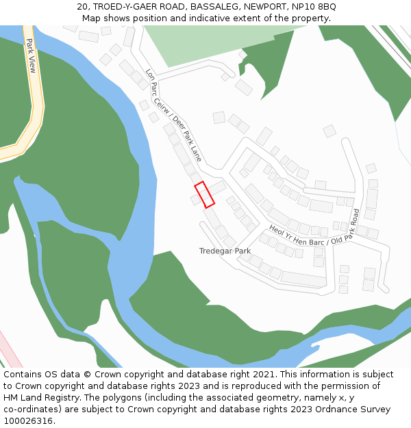 20, TROED-Y-GAER ROAD, BASSALEG, NEWPORT, NP10 8BQ: Location map and indicative extent of plot