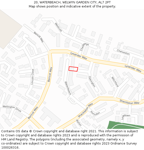 20, WATERBEACH, WELWYN GARDEN CITY, AL7 2PT: Location map and indicative extent of plot