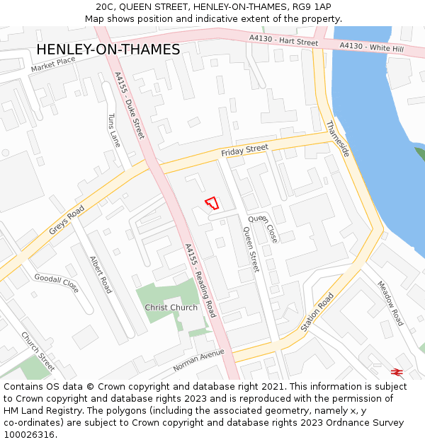 20C, QUEEN STREET, HENLEY-ON-THAMES, RG9 1AP: Location map and indicative extent of plot