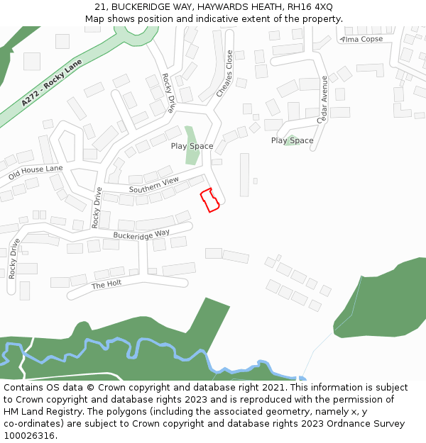 21, BUCKERIDGE WAY, HAYWARDS HEATH, RH16 4XQ: Location map and indicative extent of plot