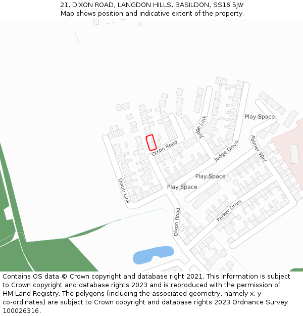 21, DIXON ROAD, LANGDON HILLS, BASILDON, SS16 5JW: Location map and indicative extent of plot