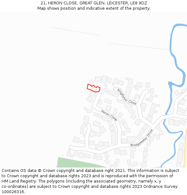 21, HERON CLOSE, GREAT GLEN, LEICESTER, LE8 9DZ: Location map and indicative extent of plot