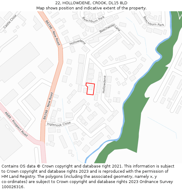 22, HOLLOWDENE, CROOK, DL15 8LD: Location map and indicative extent of plot