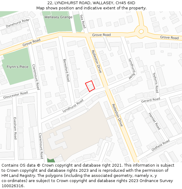 22, LYNDHURST ROAD, WALLASEY, CH45 6XD: Location map and indicative extent of plot