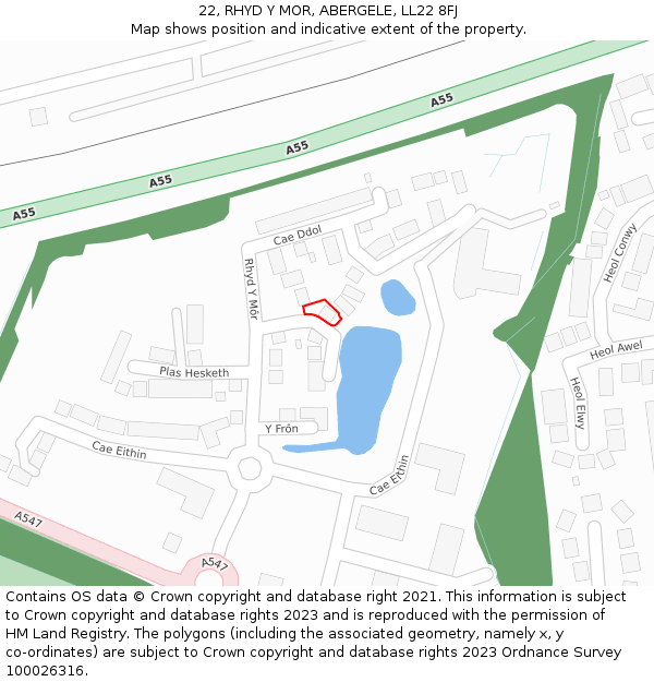 22, RHYD Y MOR, ABERGELE, LL22 8FJ: Location map and indicative extent of plot