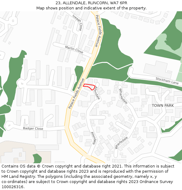 23, ALLENDALE, RUNCORN, WA7 6PR: Location map and indicative extent of plot