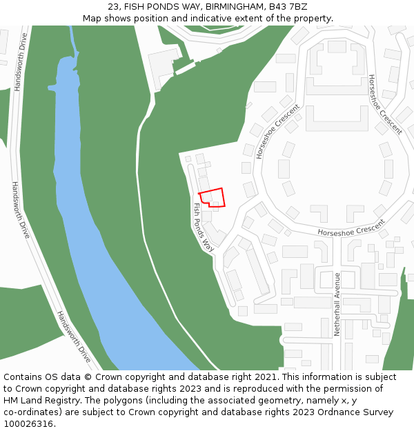 23, FISH PONDS WAY, BIRMINGHAM, B43 7BZ: Location map and indicative extent of plot