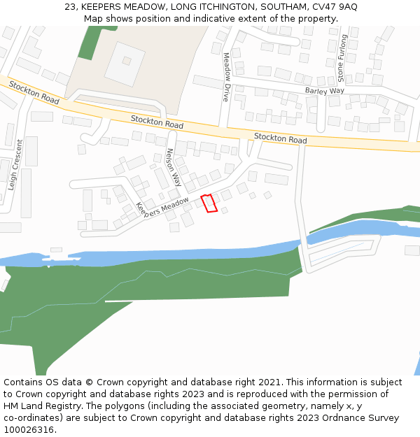 23, KEEPERS MEADOW, LONG ITCHINGTON, SOUTHAM, CV47 9AQ: Location map and indicative extent of plot