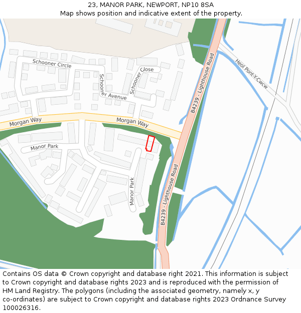 23, MANOR PARK, NEWPORT, NP10 8SA: Location map and indicative extent of plot