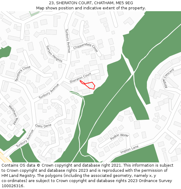 23, SHERATON COURT, CHATHAM, ME5 9EG: Location map and indicative extent of plot