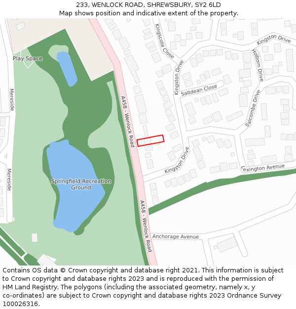 233, WENLOCK ROAD, SHREWSBURY, SY2 6LD: Location map and indicative extent of plot