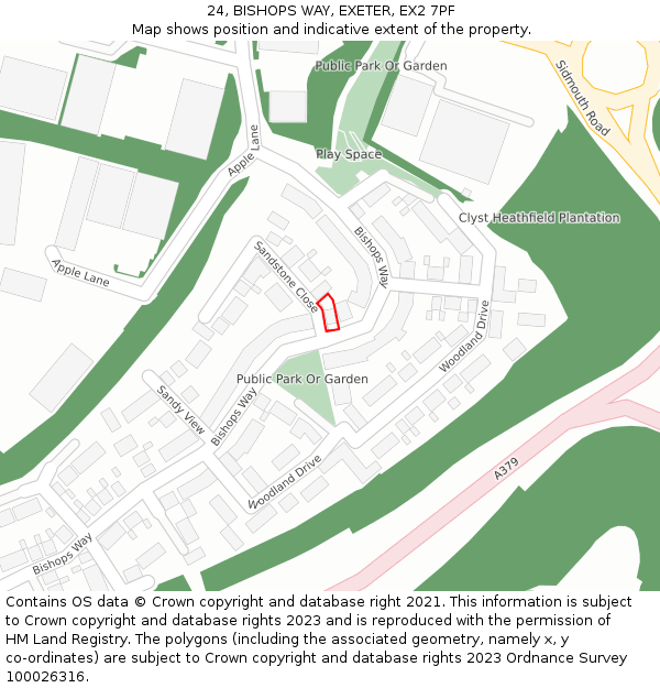 24, BISHOPS WAY, EXETER, EX2 7PF: Location map and indicative extent of plot