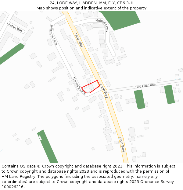 24, LODE WAY, HADDENHAM, ELY, CB6 3UL: Location map and indicative extent of plot