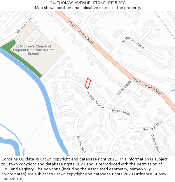 24, THOMAS AVENUE, STONE, ST15 8FG: Location map and indicative extent of plot