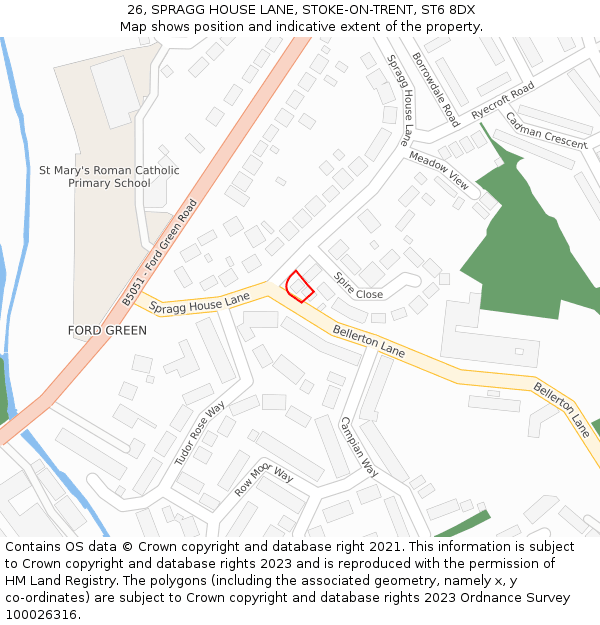 26, SPRAGG HOUSE LANE, STOKE-ON-TRENT, ST6 8DX: Location map and indicative extent of plot