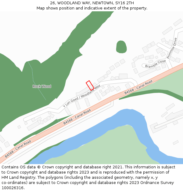 26, WOODLAND WAY, NEWTOWN, SY16 2TH: Location map and indicative extent of plot