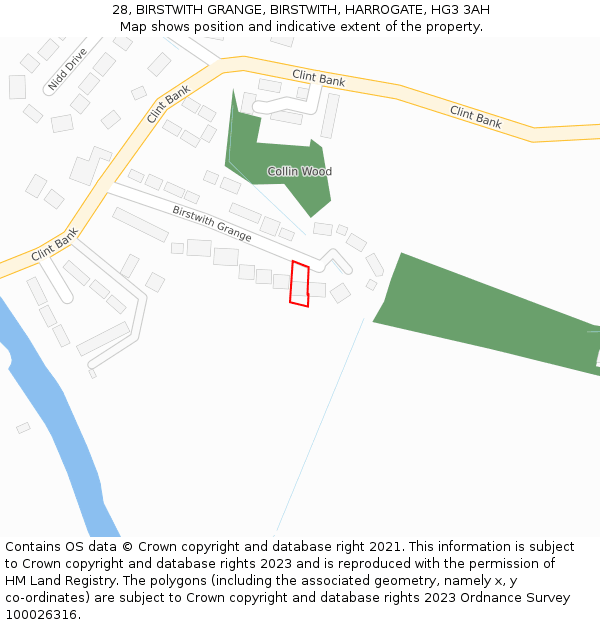 28, BIRSTWITH GRANGE, BIRSTWITH, HARROGATE, HG3 3AH: Location map and indicative extent of plot