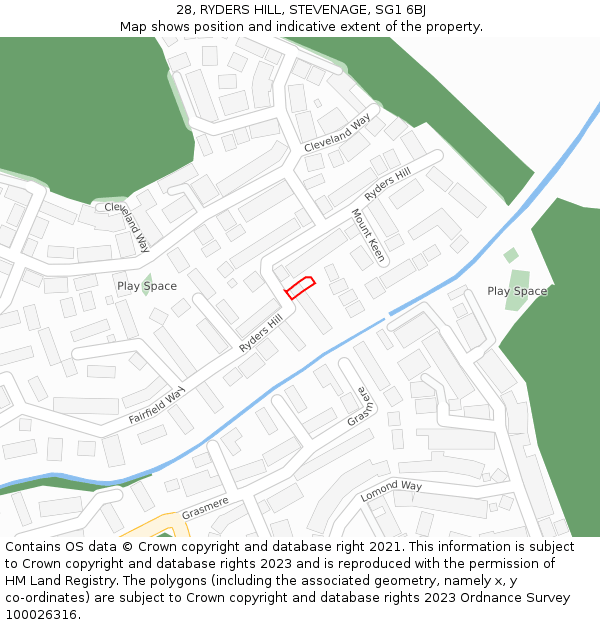 28, RYDERS HILL, STEVENAGE, SG1 6BJ: Location map and indicative extent of plot