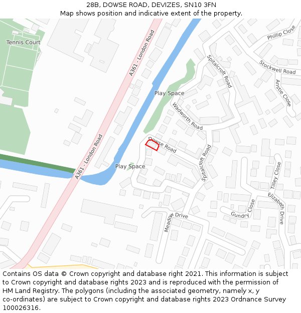 28B, DOWSE ROAD, DEVIZES, SN10 3FN: Location map and indicative extent of plot