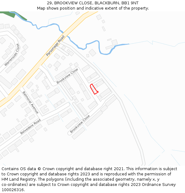 29, BROOKVIEW CLOSE, BLACKBURN, BB1 9NT: Location map and indicative extent of plot