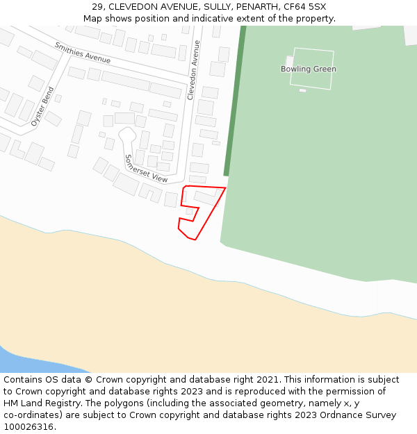 29, CLEVEDON AVENUE, SULLY, PENARTH, CF64 5SX: Location map and indicative extent of plot