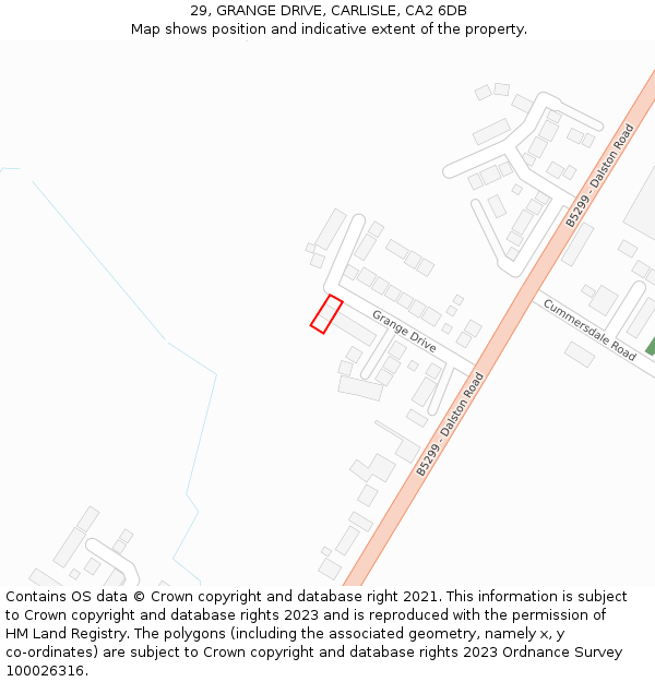 29, GRANGE DRIVE, CARLISLE, CA2 6DB: Location map and indicative extent of plot