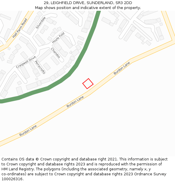 29, LEIGHFIELD DRIVE, SUNDERLAND, SR3 2DD: Location map and indicative extent of plot