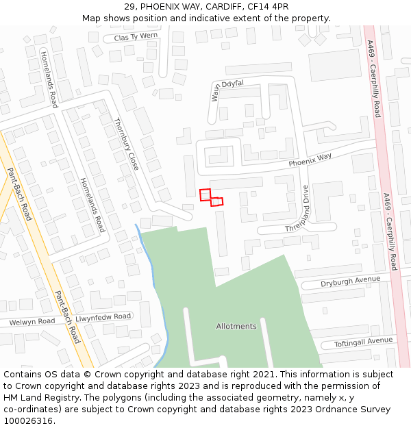 29, PHOENIX WAY, CARDIFF, CF14 4PR: Location map and indicative extent of plot