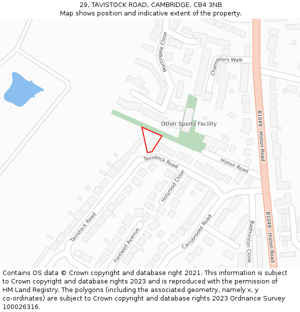 29, TAVISTOCK ROAD, CAMBRIDGE, CB4 3NB: Location map and indicative extent of plot