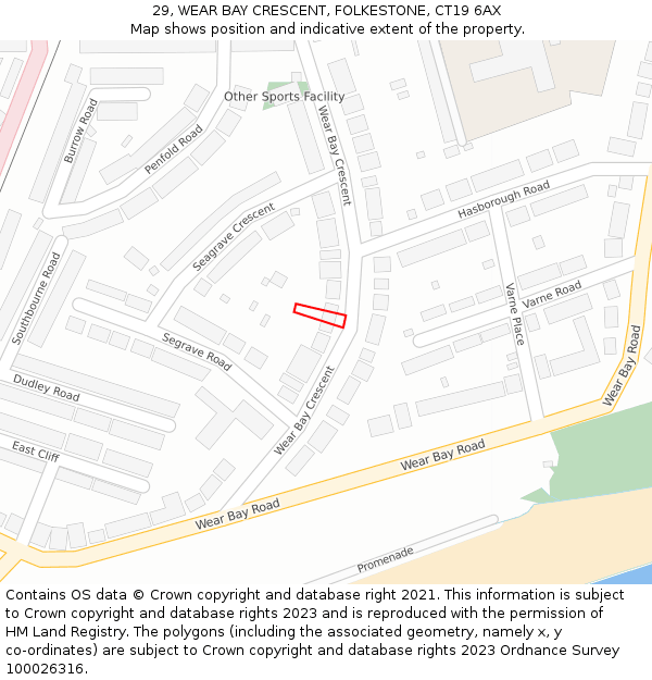 29, WEAR BAY CRESCENT, FOLKESTONE, CT19 6AX: Location map and indicative extent of plot