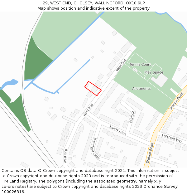 29, WEST END, CHOLSEY, WALLINGFORD, OX10 9LP: Location map and indicative extent of plot