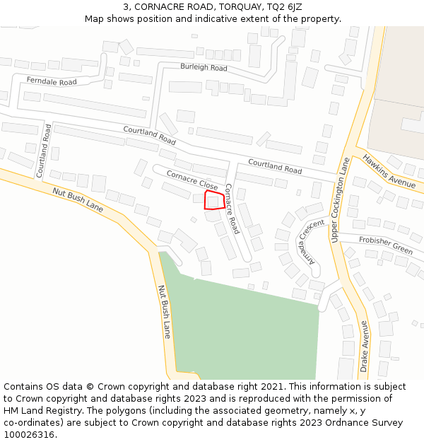 3, CORNACRE ROAD, TORQUAY, TQ2 6JZ: Location map and indicative extent of plot