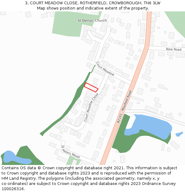 3, COURT MEADOW CLOSE, ROTHERFIELD, CROWBOROUGH, TN6 3LW: Location map and indicative extent of plot