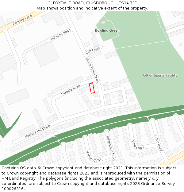 3, FOXDALE ROAD, GUISBOROUGH, TS14 7FF: Location map and indicative extent of plot