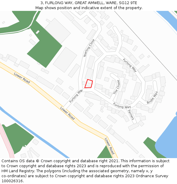 3, FURLONG WAY, GREAT AMWELL, WARE, SG12 9TE: Location map and indicative extent of plot