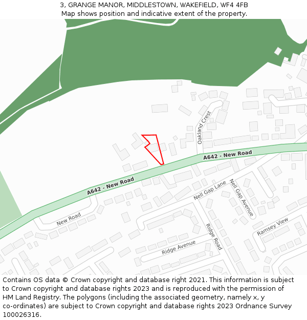 3, GRANGE MANOR, MIDDLESTOWN, WAKEFIELD, WF4 4FB: Location map and indicative extent of plot