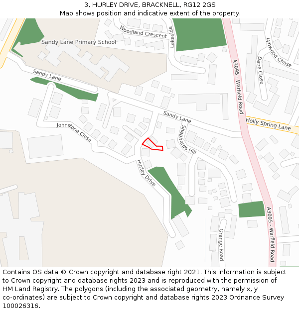 3, HURLEY DRIVE, BRACKNELL, RG12 2GS: Location map and indicative extent of plot