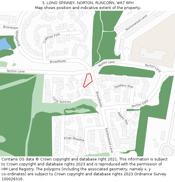 3, LONG SPINNEY, NORTON, RUNCORN, WA7 6PH: Location map and indicative extent of plot