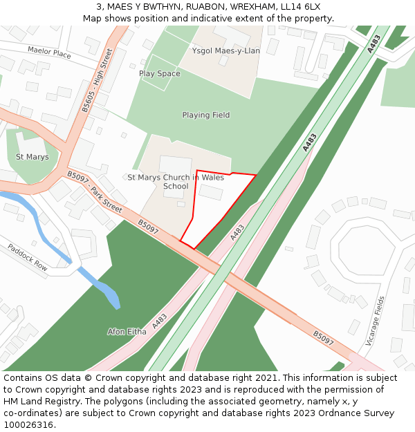 3, MAES Y BWTHYN, RUABON, WREXHAM, LL14 6LX: Location map and indicative extent of plot