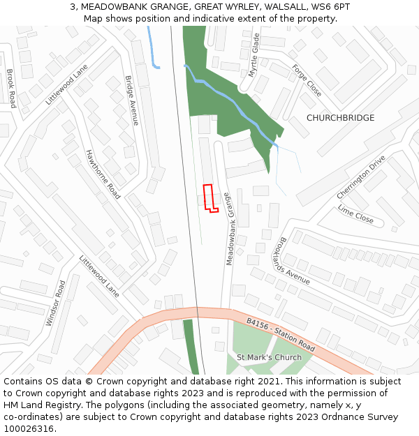 3, MEADOWBANK GRANGE, GREAT WYRLEY, WALSALL, WS6 6PT: Location map and indicative extent of plot