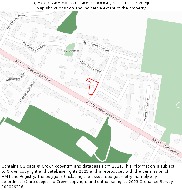 3, MOOR FARM AVENUE, MOSBOROUGH, SHEFFIELD, S20 5JP: Location map and indicative extent of plot