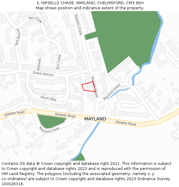 3, NIPSELLS CHASE, MAYLAND, CHELMSFORD, CM3 6EH: Location map and indicative extent of plot