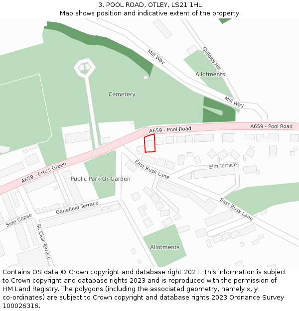 3, POOL ROAD, OTLEY, LS21 1HL: Location map and indicative extent of plot