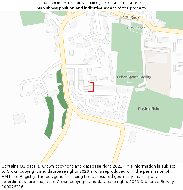 30, FOURGATES, MENHENIOT, LISKEARD, PL14 3SR: Location map and indicative extent of plot